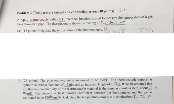 Solved Problem 3 (Temperature circuit and conduction errors, | Chegg.com