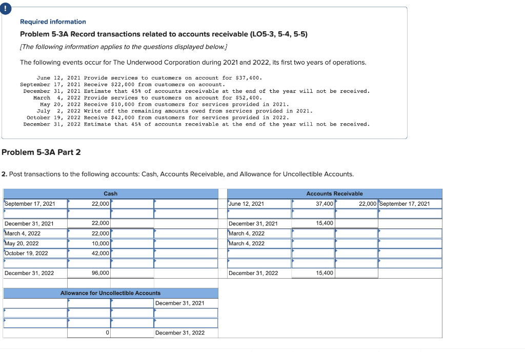 Required information Problem 5-3A Record transactions | Chegg.com