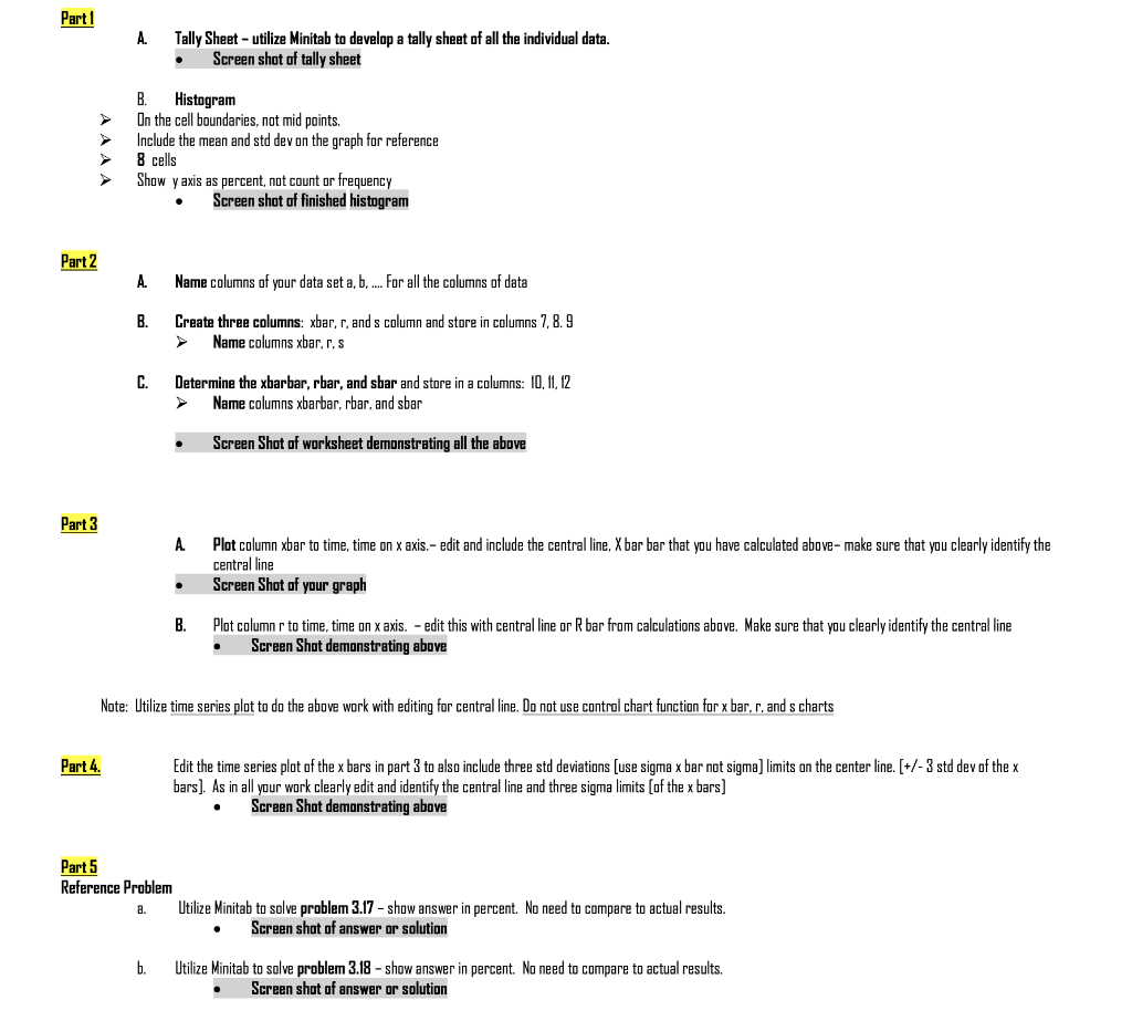 Part 1 A. Tally Sheet - utilize Minitab to develop a | Chegg.com