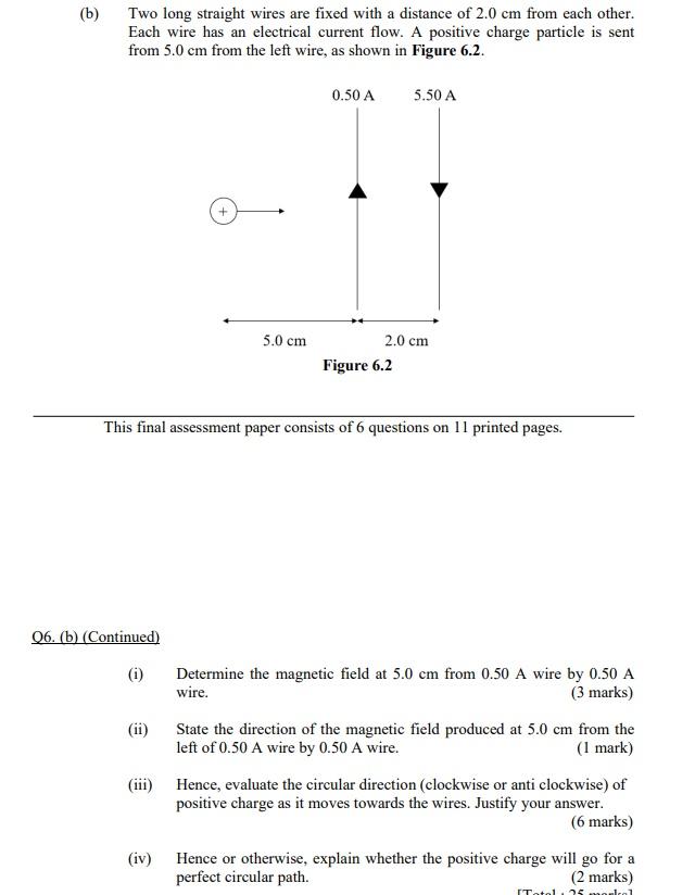 Solved (b) Two Long Straight Wires Are Fixed With A Distance | Chegg.com