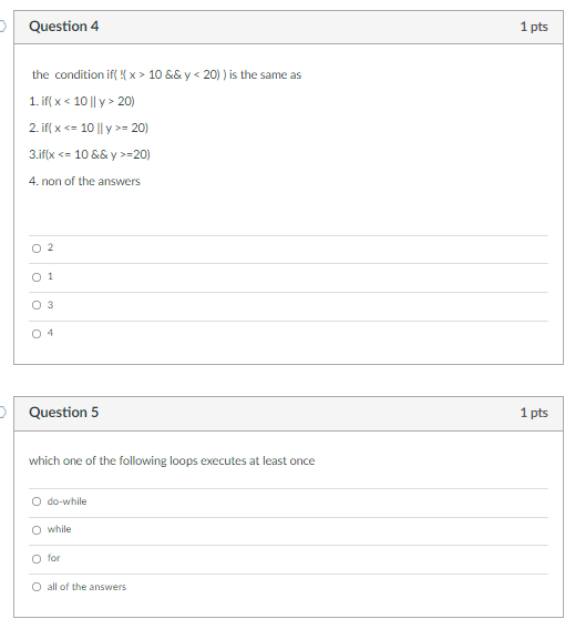 Solved Question 4 1 pts the condition if(!x> 10 && y