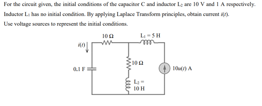 Solved For the circuit given, the initial conditions of the | Chegg.com