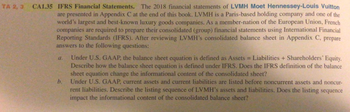 SOLUTION: Solved the financial statements of louis vuitton are presented in  appendix a instructions f 18205691994 - Studypool