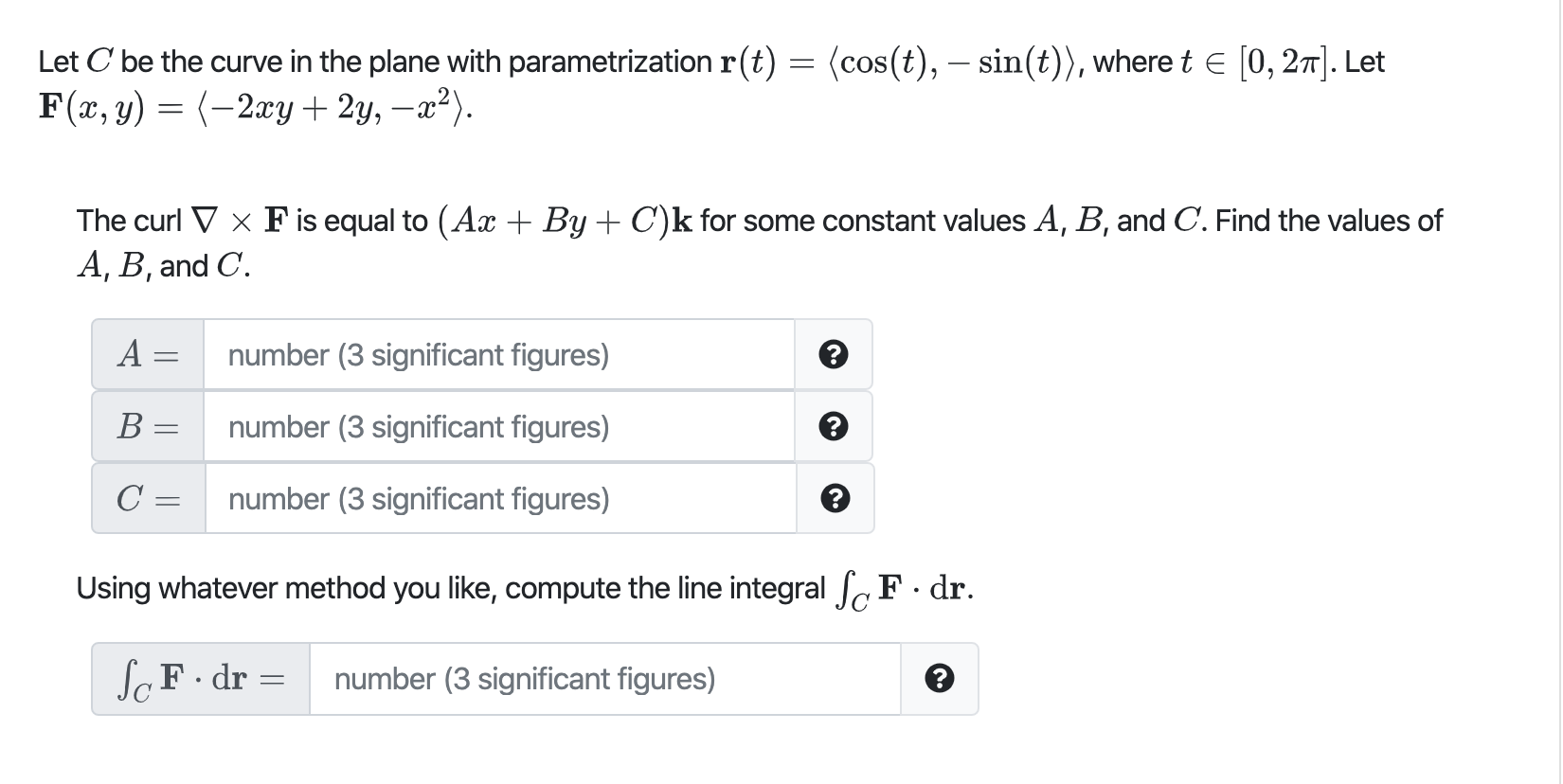 Solved Let C Be The Curve In The Plane With Parametrizati Chegg Com