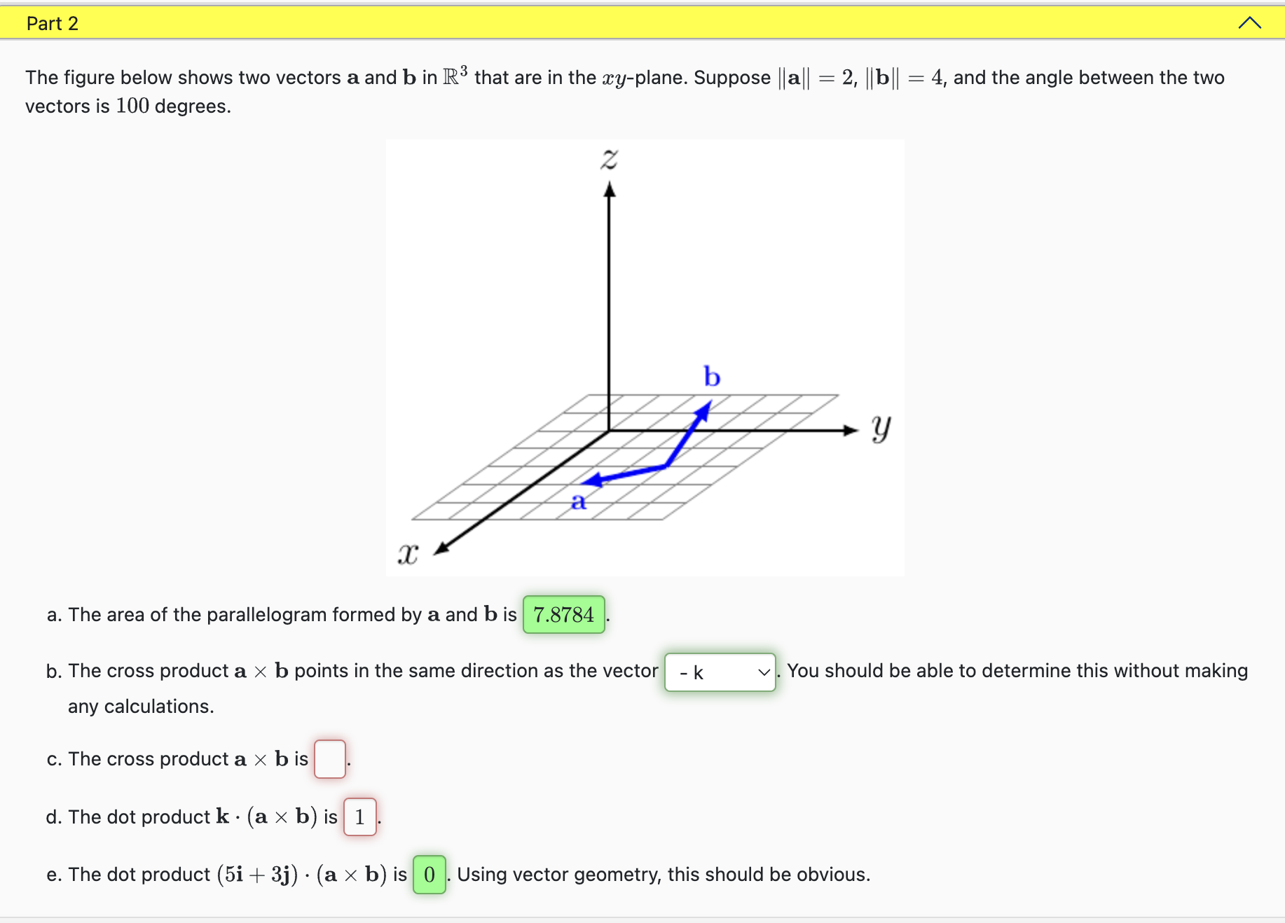 Part 2nthe Figure Below Shows Two Vectors A And B 9893