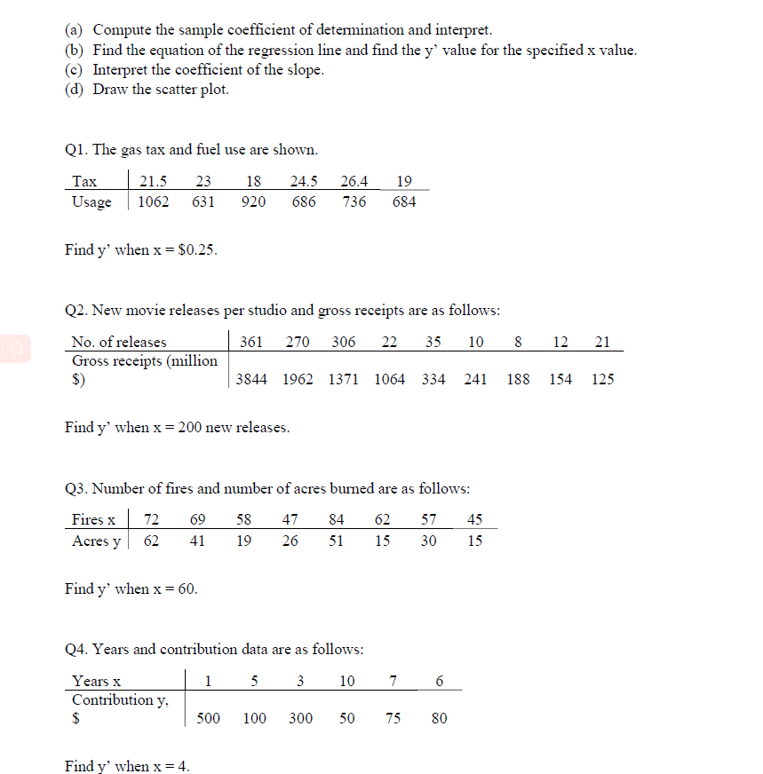 Solved (a) Compute the sample coefficient of determination | Chegg.com