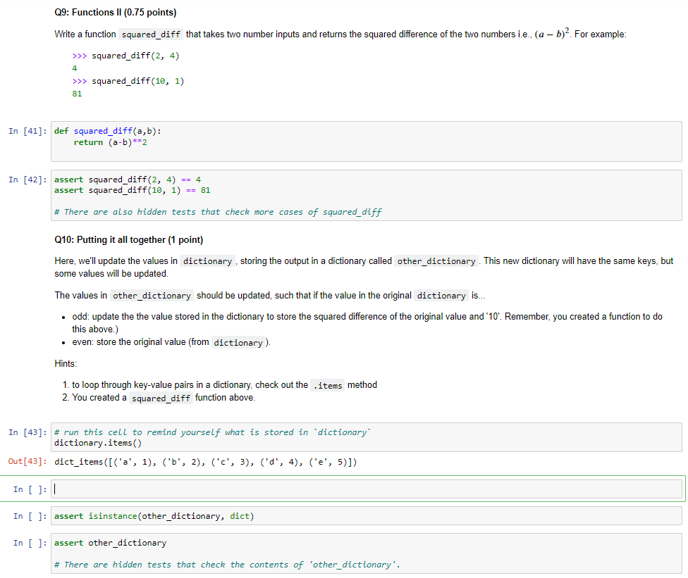 Solved Write a function squared_diff that takes two number | Chegg.com