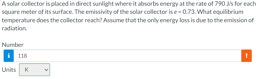 Solved A solar collector is placed in direct sunlight where | Chegg.com