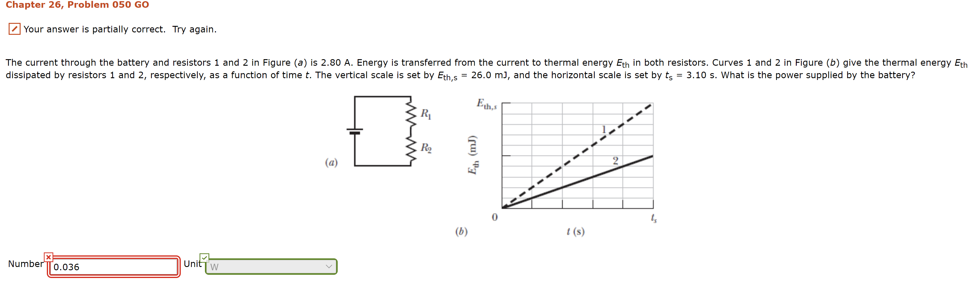 Solved Chapter 26, Problem 050 GO Your answer is partially | Chegg.com