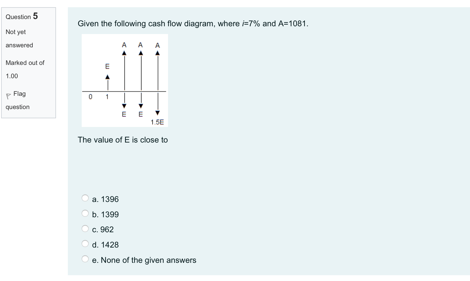 Solved Question 5 Given The Following Cash Flow Diagram, | Chegg.com