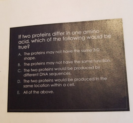 Solved If two proteins differ in one amino acid, which of