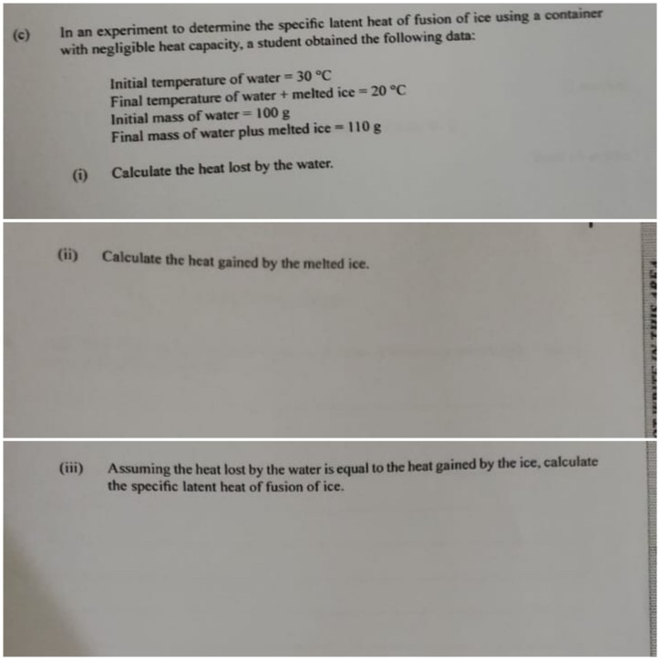 Solved (c) In An Experiment To Determine The Specific Latent | Chegg.com