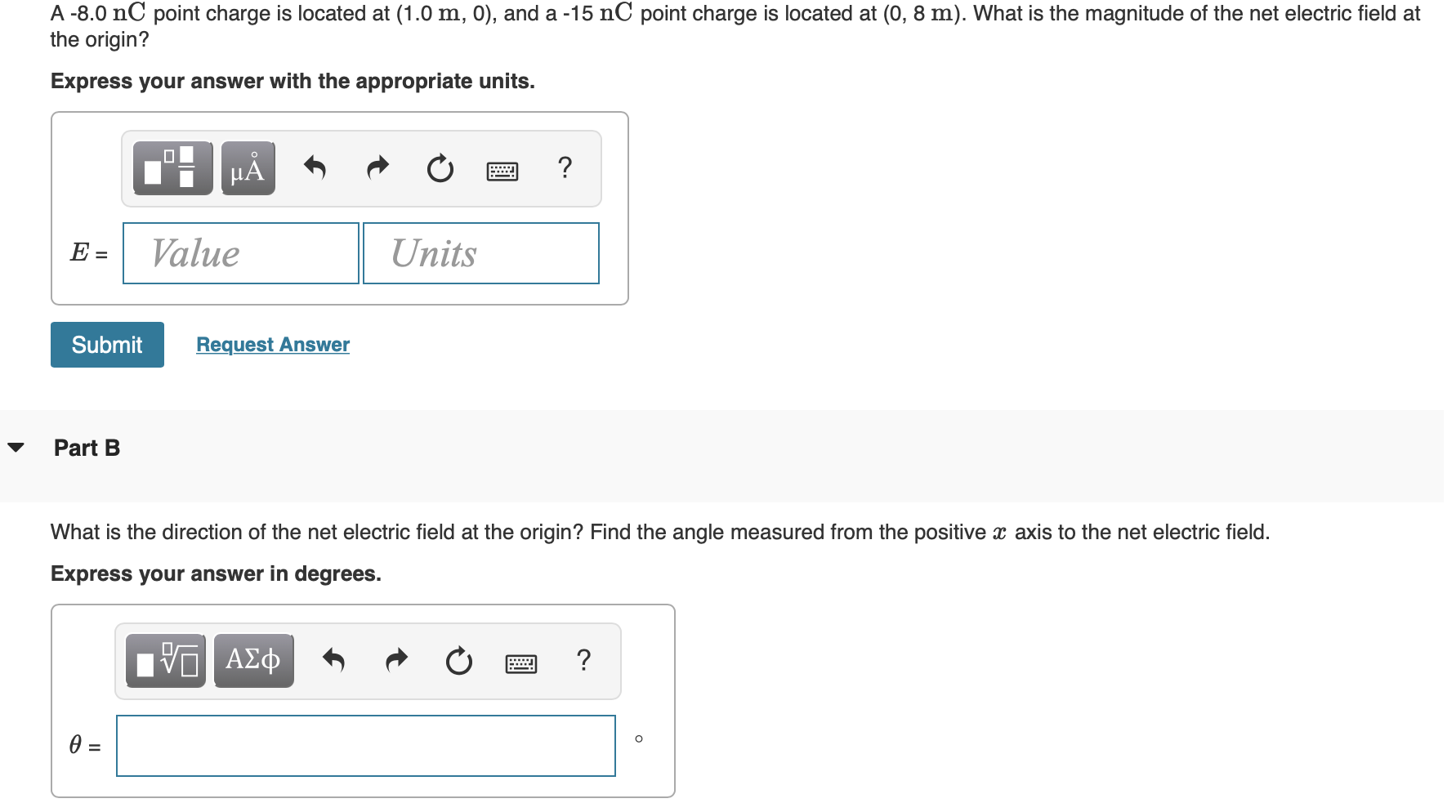 Solved A-8.0 nC point charge is located at (1.0 m, 0), and a | Chegg.com