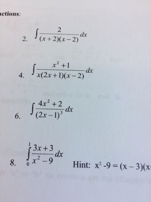 Solved Page Two Homework Integration With Partial Fractions | Chegg.com