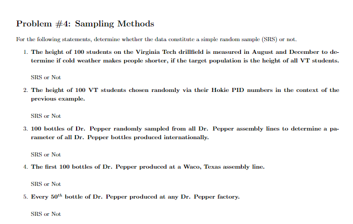 Solved Problem 4 Sampling Methods For The Following Chegg Solved Problem 4 Sampling Methods For The Following Chegg