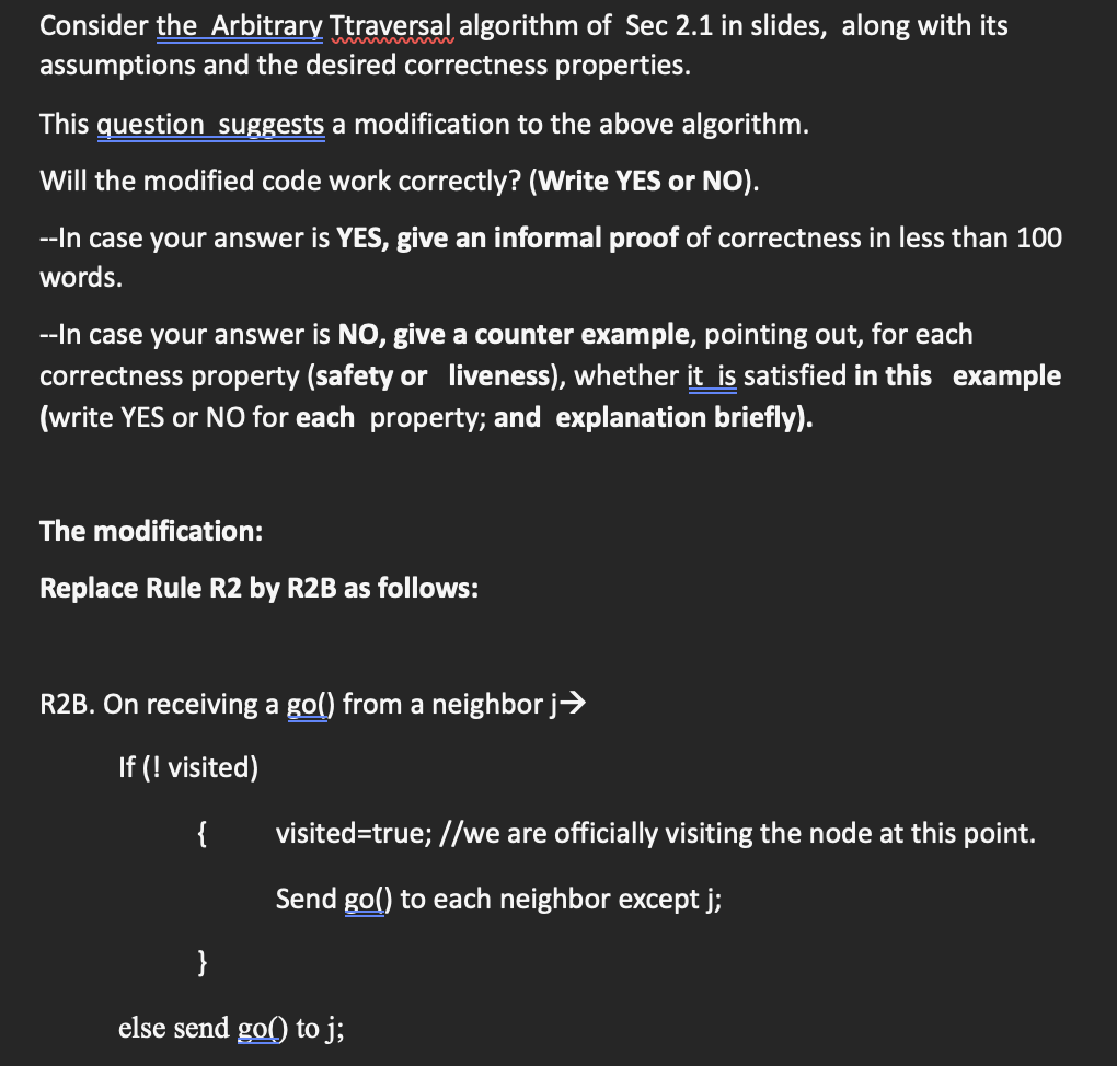 Consider the Arbitrary Ttraversal algorithm of Sec | Chegg.com