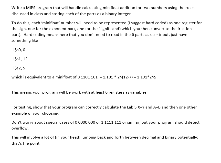 Write a MIPS program that will handle calculating | Chegg.com