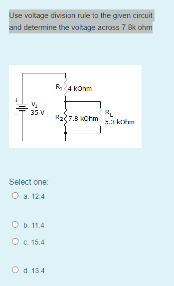 Solved Use voltage division rule to the given circuit and | Chegg.com