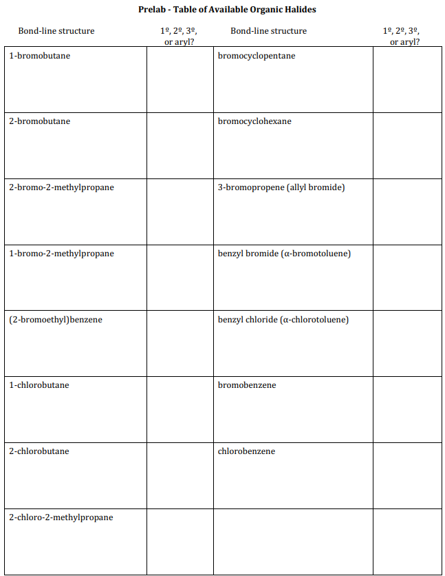 Solved Bond-line structure Prelab - Table of Available | Chegg.com