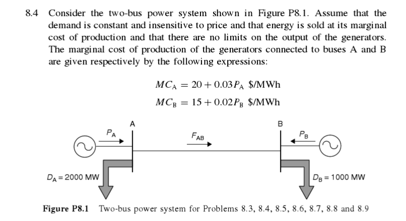 8.4 Consider the two-bus power system shown in Figure | Chegg.com