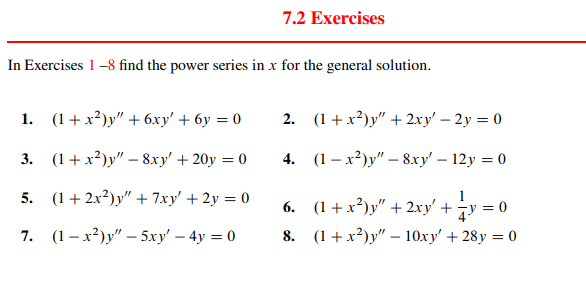 Solved 7 2 Exercises In Exercises 1 8 Find The Power Series Chegg Com