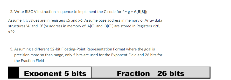 Solved 2. Write RISC V Instruction sequence to implement the | Chegg.com