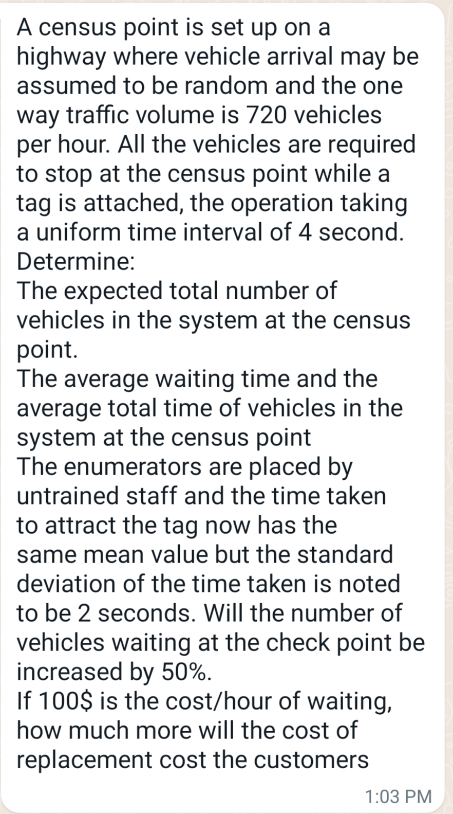 Solved A census point is set up on a highway where vehicle | Chegg.com