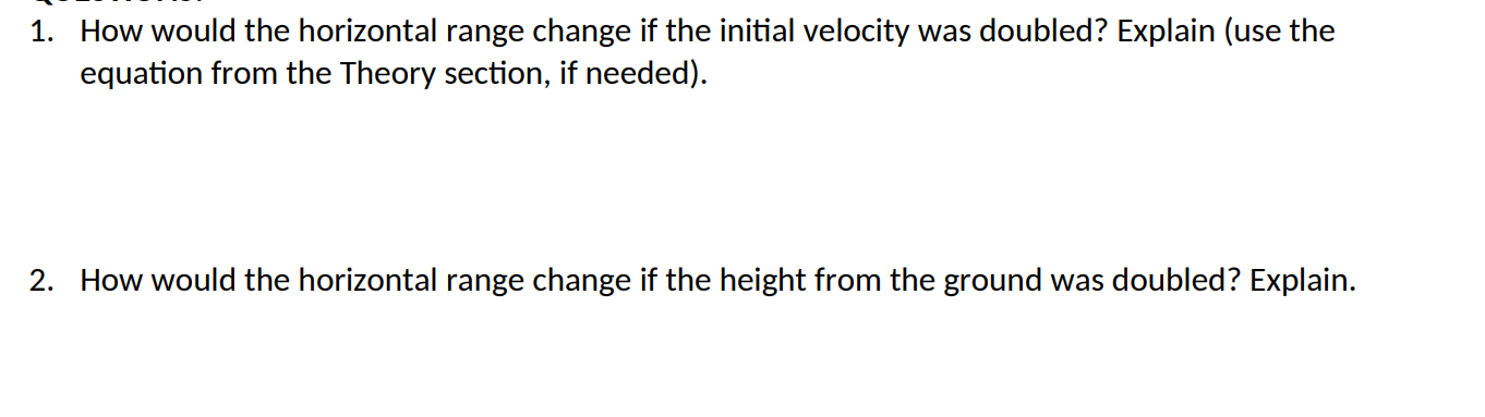 Math Homework Range Change Solved How would the horizontal range change if the initial | Chegg.com