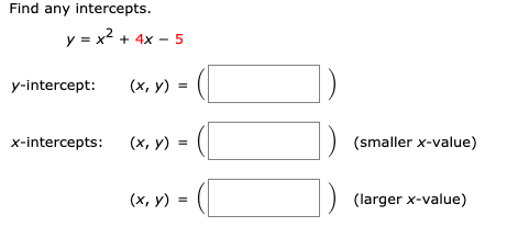 Solved Find Any Intercepts Y X2 4x 5 Y Intercept Chegg Com