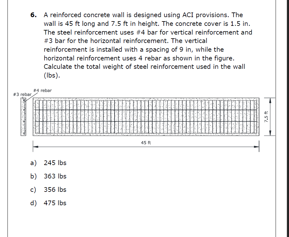 Solved 6. A reinforced concrete wall is designed using ACI | Chegg.com