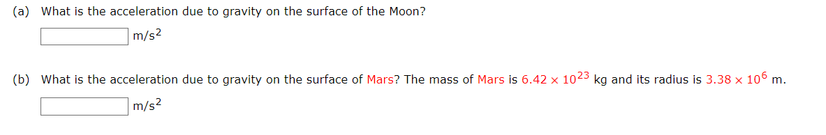 Solved (a) What is the acceleration due to gravity on the | Chegg.com