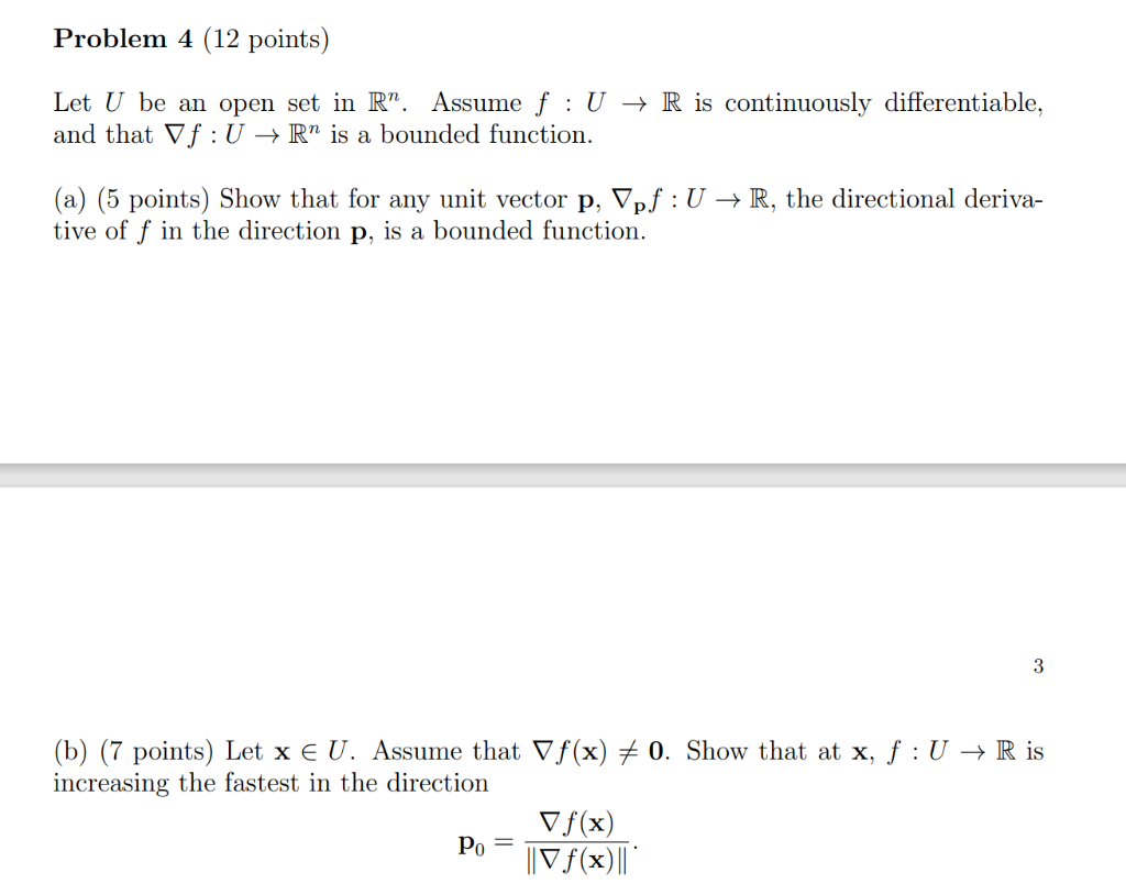 Solved Problem 4 (12 points) Let U be an open set in R”. | Chegg.com
