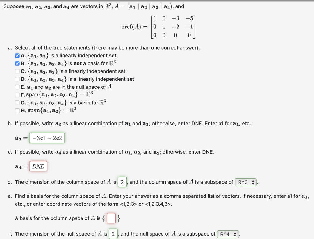 Solved Suppose a1,a2,a3, and a4 are vectors in