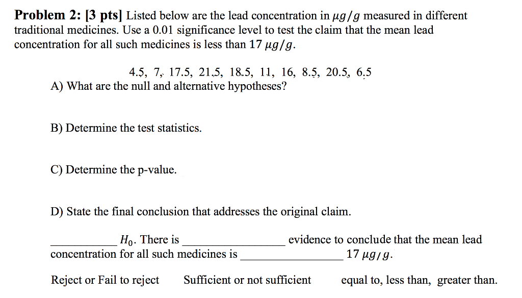 Solved Problem 2: [3 Pts) Listed Below Are The Lead | Chegg.com