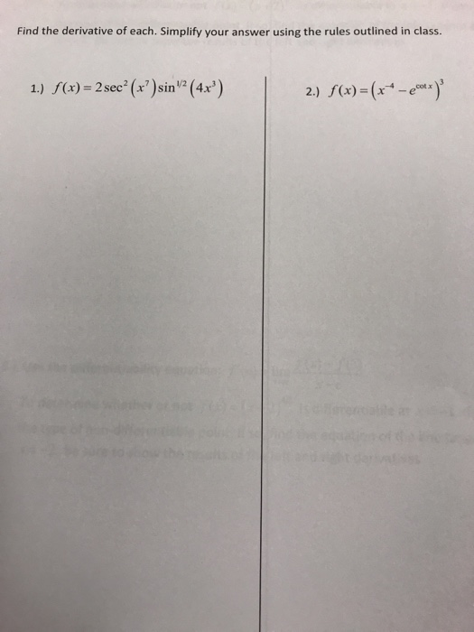 Solved Find the derivative of each. Simplify your answer | Chegg.com