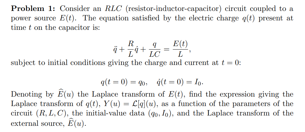 Solved Problem 1 Consider An Rlc Resistor Inductor Capa Chegg Com