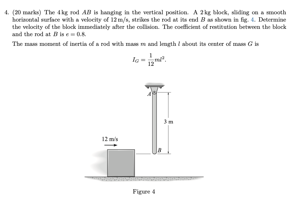 solved-4-20-marks-the-4-kg-rod-ab-is-hanging-in-the-chegg