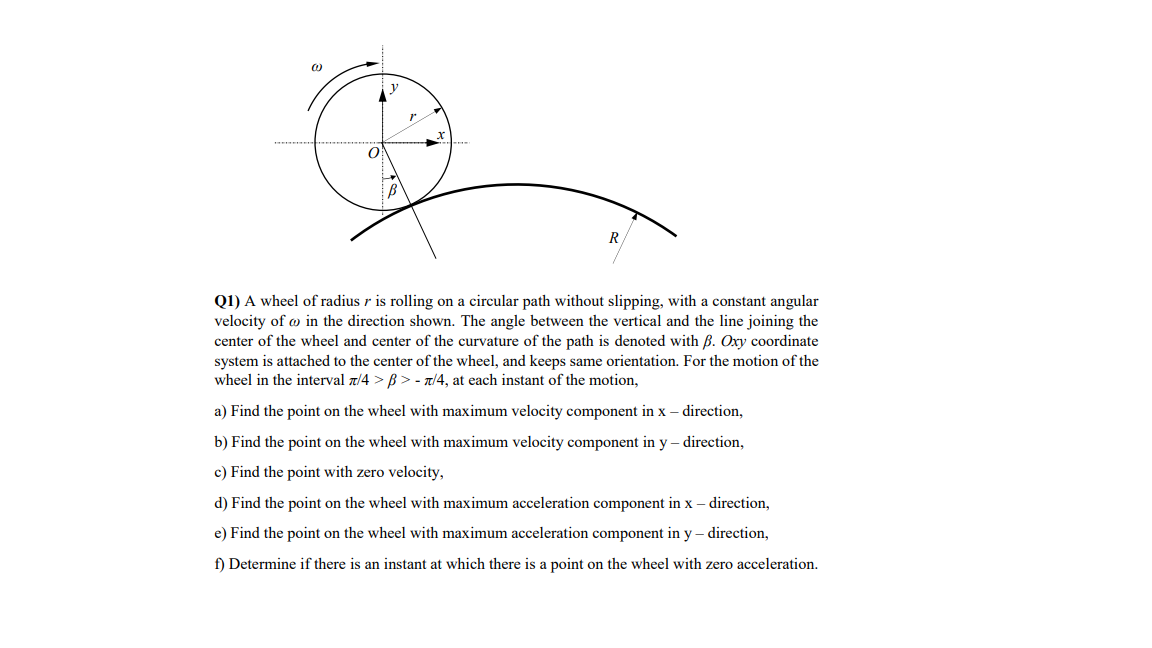 0 R (1) A wheel of radius r is rolling on a circular | Chegg.com