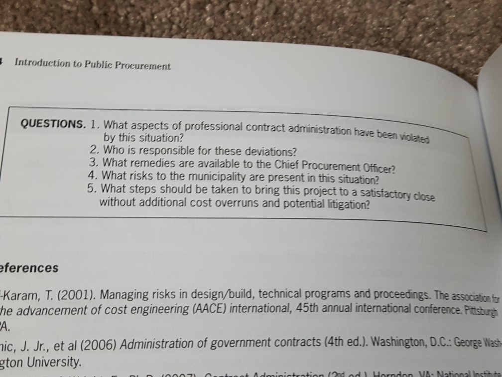 Solved Introduction to Public Procurement QUESTIONS. 1. | Chegg.com