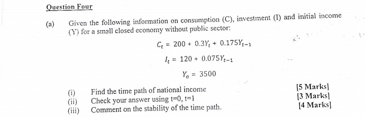 Solved Question Four (a) + Given the following information | Chegg.com