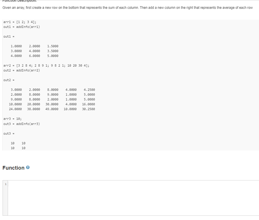 Solved Description Given an array first create a new row Chegg