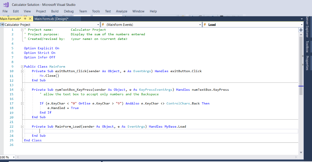 Solved Visual Basic Calculator Solution Using Visual Studio | Chegg.com