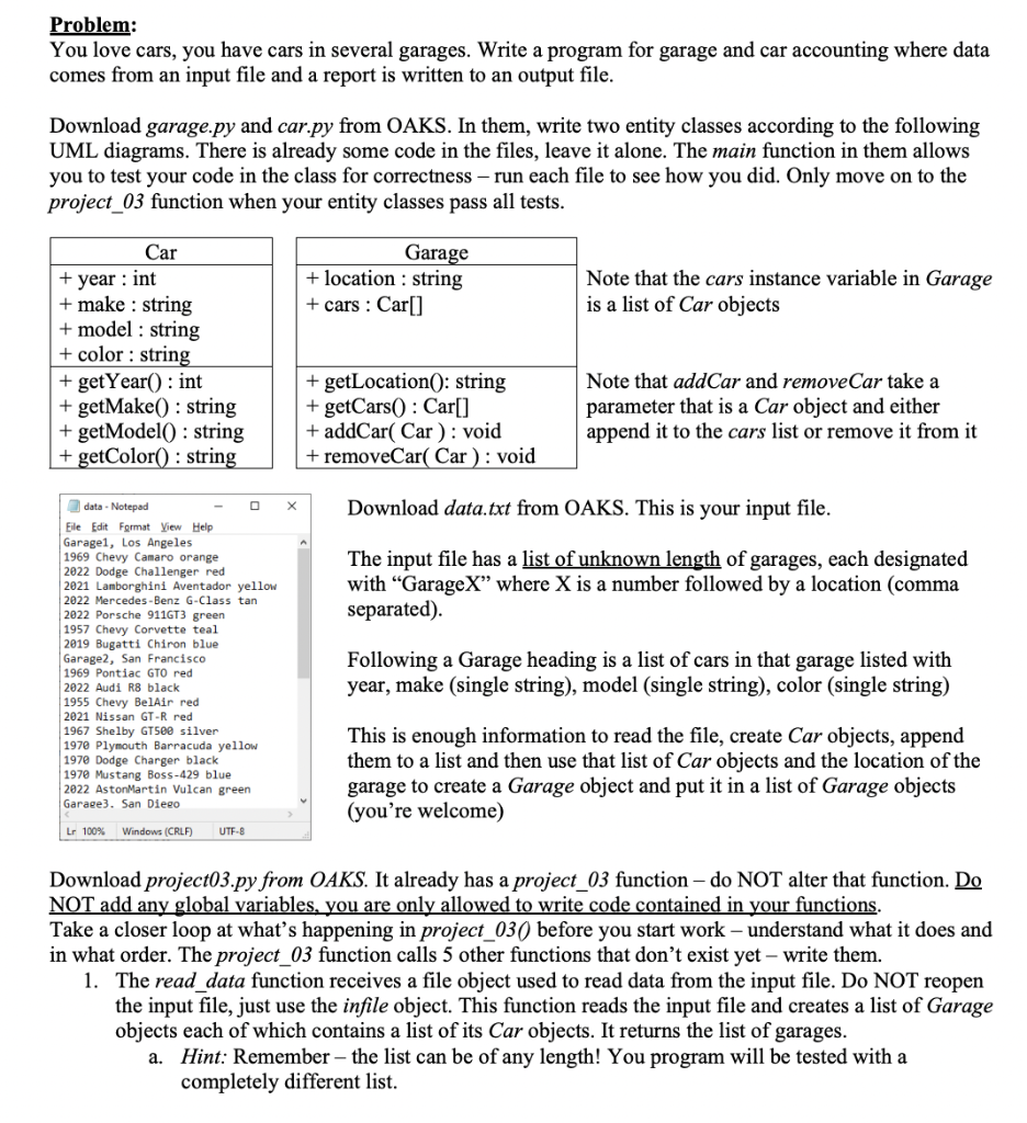 Solved Problem: You love cars, you have cars in several | Chegg.com