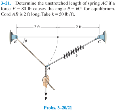 3-21. Determine the unstretched length of spring AC | Chegg.com