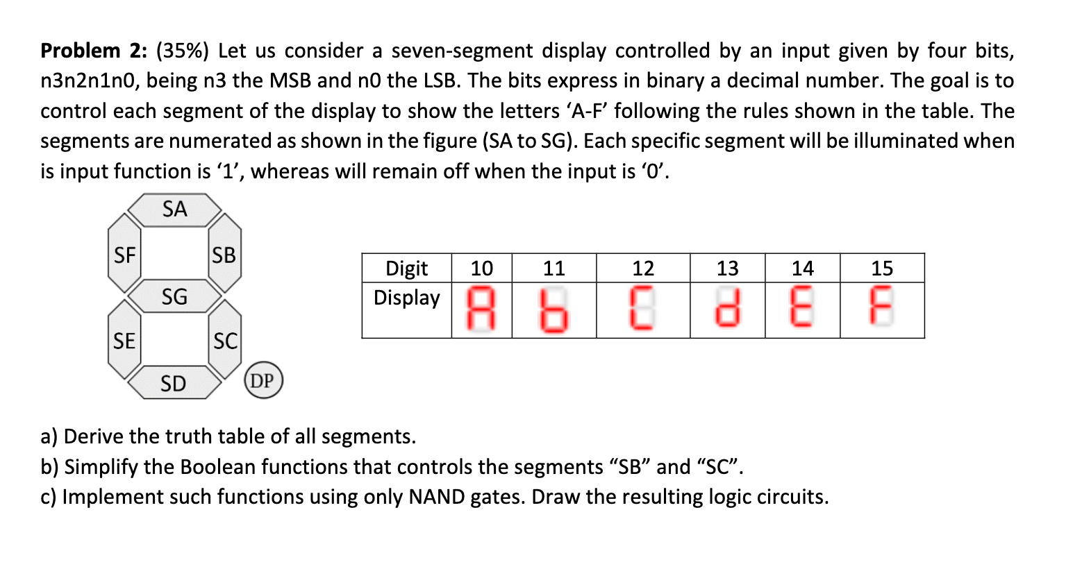 Solved Let us consider a seven - segment display controlled | Chegg.com