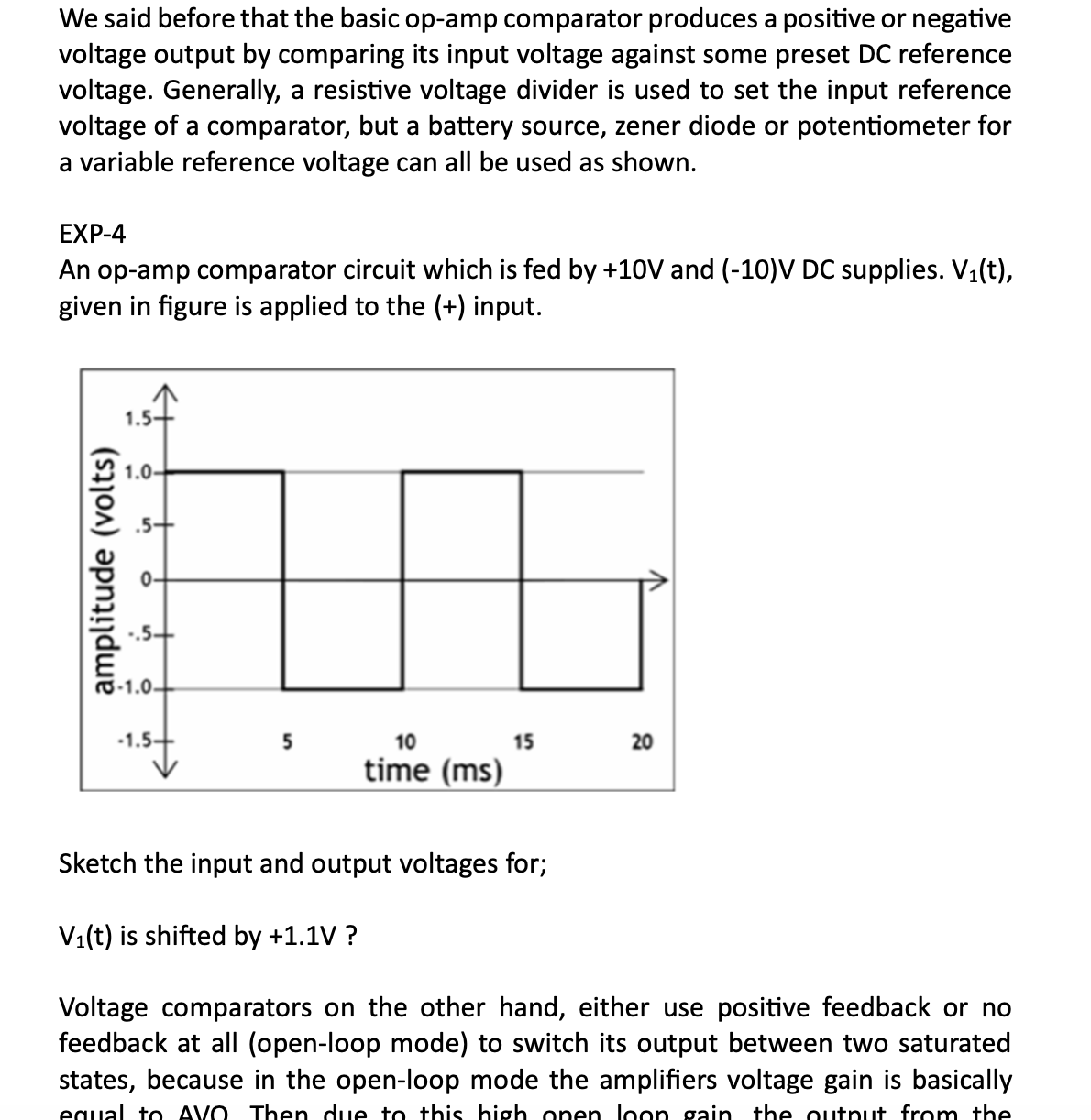 We said before that the basic op-amp comparator | Chegg.com