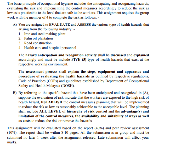 The basic principle of occupational hygiene includes