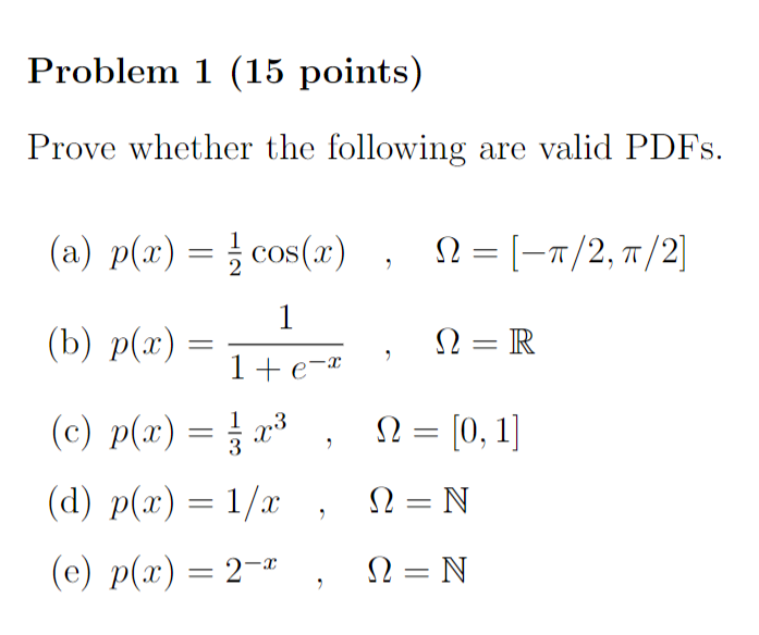 Solved Problem 1 (15 points) Prove whether the following are | Chegg.com