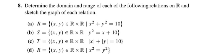 Solved 8. Determine the domain and range of each of the | Chegg.com
