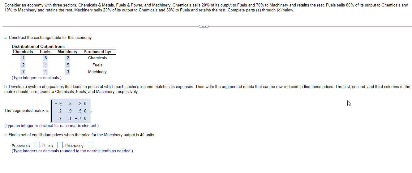 Solved Consider an economy with three sectors, Chemicals & | Chegg.com
